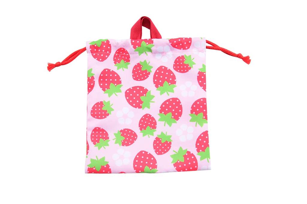 Yakusel Apron with Storage Set for Height Triangle Drawstring Cooking Strawberry and 50456 Bag, 3-Piece Children, 90-120cm, Scarf, Bag, Practice, M,