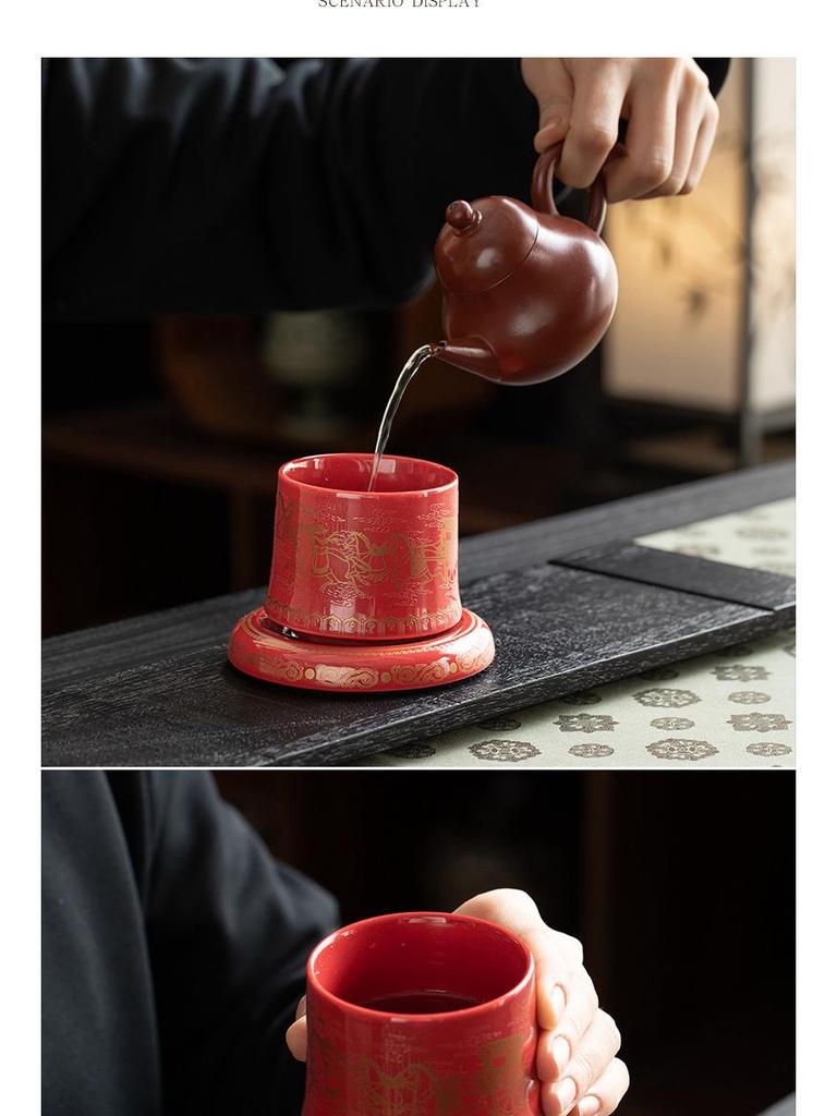 New Arrival: Red Festive Palace Museum Fu Tea Cup Gift Box for CCTV Spring Festival Gala Season