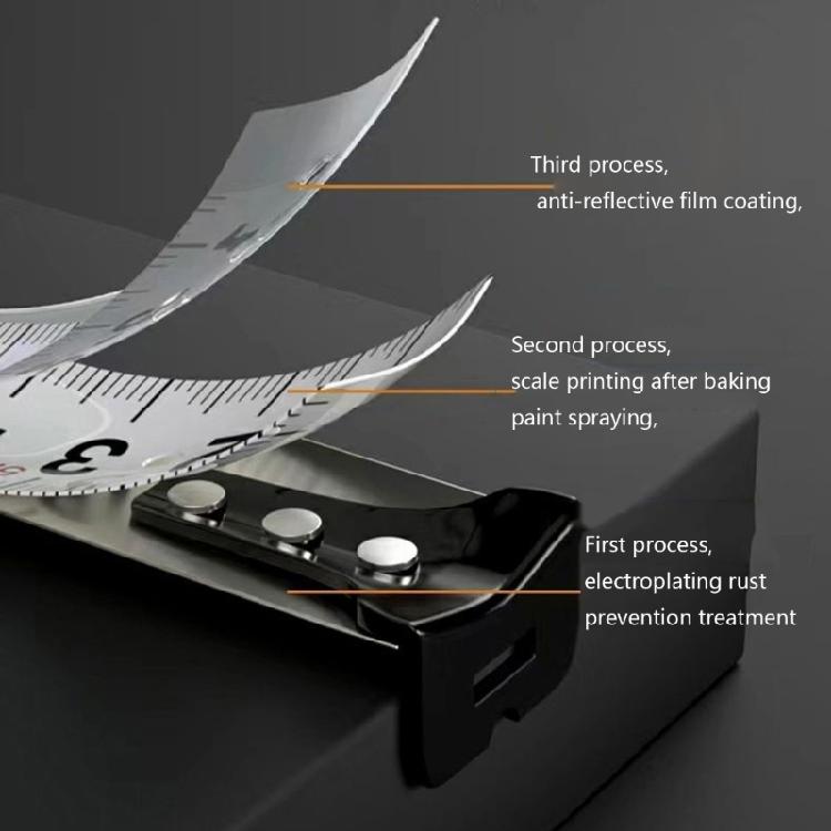 Shockproof Retractable Steel Tape Rule With Fixed Position Locking System Ergonomic Grip Strong Scale For Job Sites