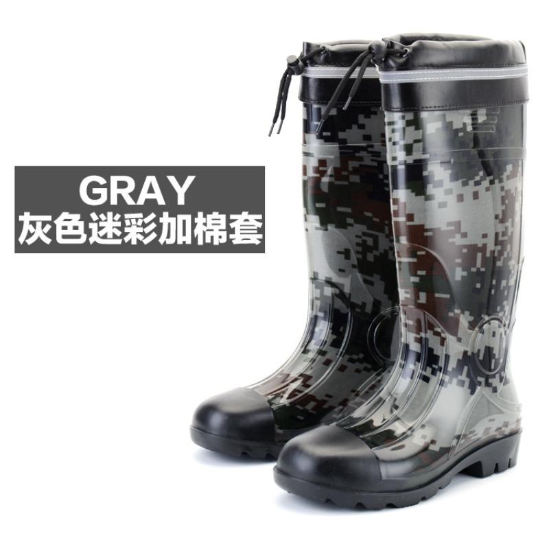 Thickened rain shoes men's tall water shoes mining camouflage rain boots long rubber shoes high quality waterproof