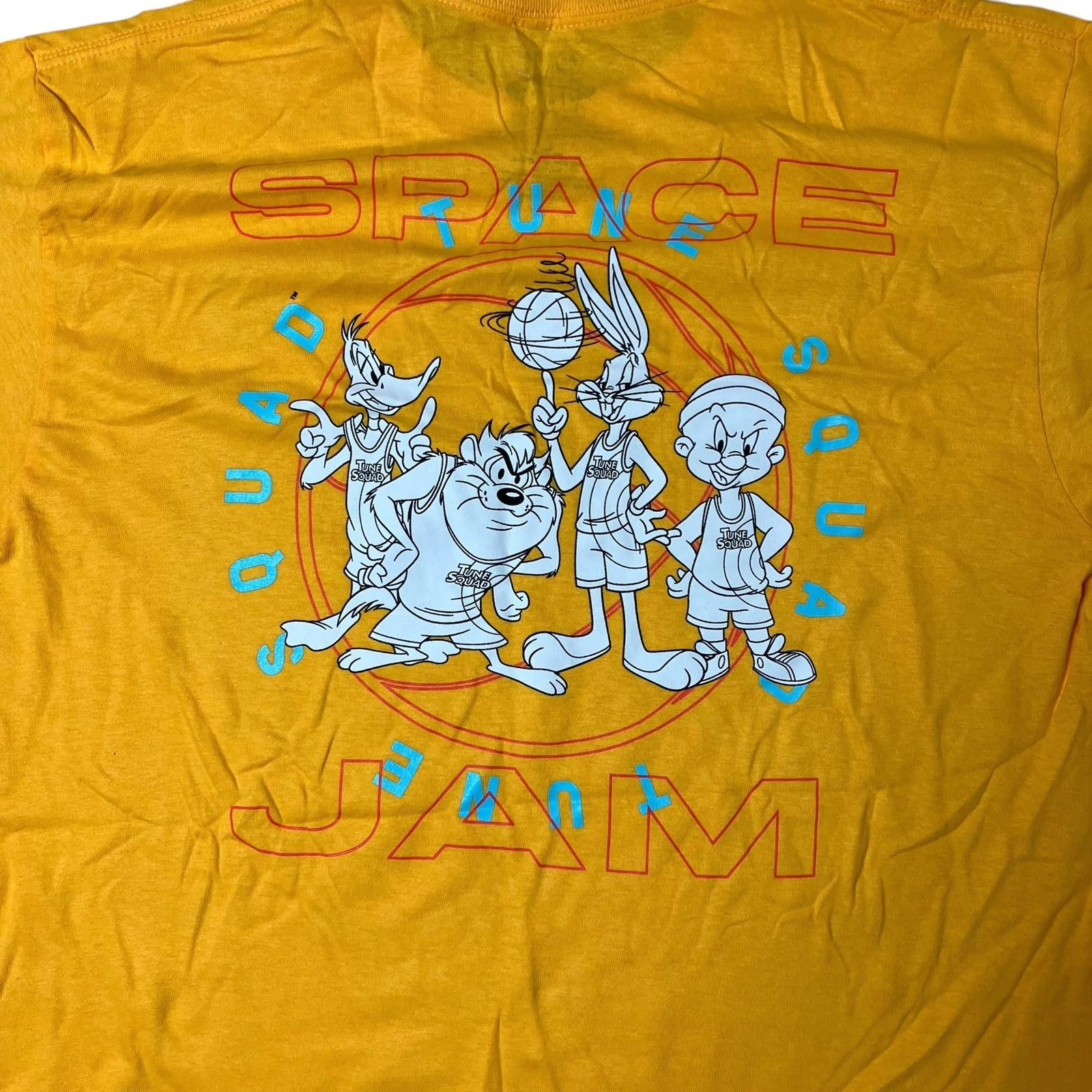 Space Jam T-Shirt Mens L Yellow Cotton Bugs Bunny Taz Daffy Elmer Fudd Legacy XXL