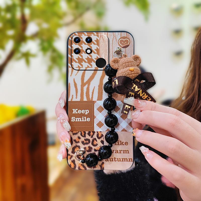 Anti-knock Cute Phone Case For OPPO Realme Narzo 50A Silicone Black Pearl Pendant Dirt-resistant Skin-friendly Feel