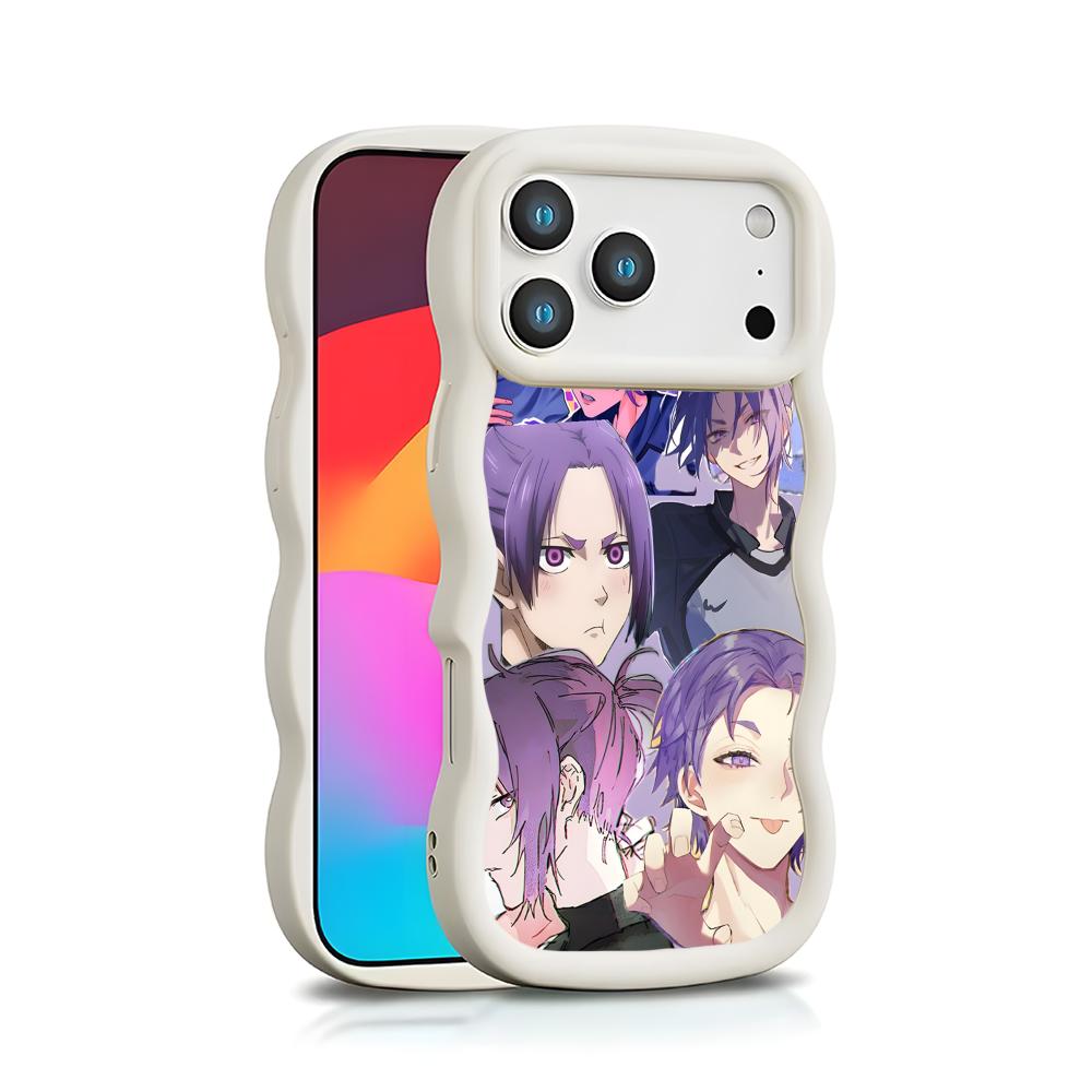 Blue Lock Reo Mikage Wavy Edge TPU Mobile Phone Case for iPhone 17 16 15 14 13 12 11 Air Pro Max Plus Colorful Cover