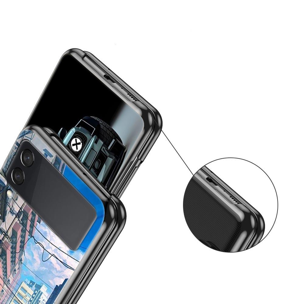 Phone Case for Samsung Galaxy Z Flip 3 4 5 6 Folding Black Shell JDM Tokyo Drift Sports Car For Samsung Z Flip4 Flip5 PC Cover