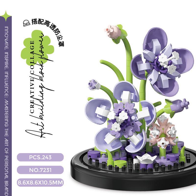 Kompatybilna z Lego Osłona Przeciwkurzowa Klocki Budowlane Doniczka z Hibiskusem - Zabawka do Składania dla Dzieci na Walentynki