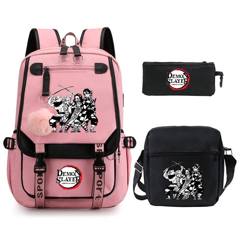 Riman peripheral printing fashion backpack cross-border campus primary and secondary school students schoolbag shoulder bag pencil bag three-piece set