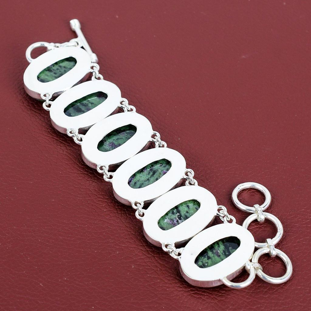 Ruby Zoisite Bracelet 925 Sterling Silver Bracelet Adjustable Chain Bracelet Ruby Zoisite Jewelry Handmade Gemstone Bracelet Gifts for Women