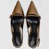 Fashion Elegant Kitten Heel Sandals Women Sexy Pointed Toe Gold Copper Heels Luxury Buckle women Pumps Low Heel Slingback Mules Sandal