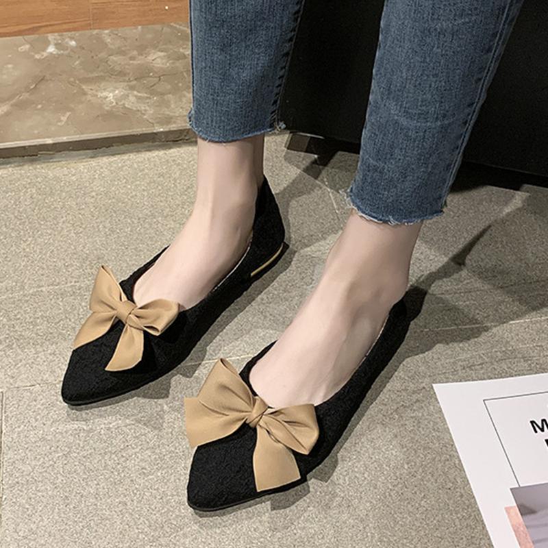 Fashion Single Shoe Women's New 2024 Spring and Autumn Versatile Flat Bow Decoration Comfortable Temperament Flat Shoes Zapatos De Mujer