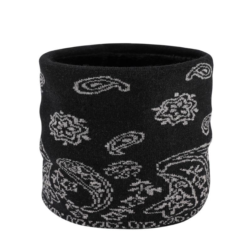 

Hot-selling winter velvet warm scarf men s and women s knitted printed totem scarf thickened neck cover 21*24 чёрный