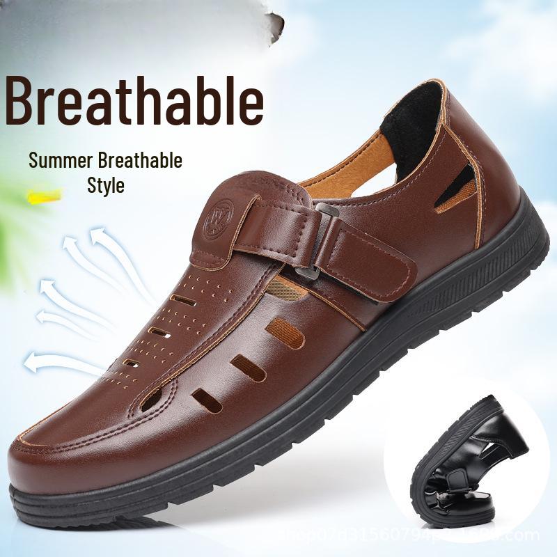 Pánské všestranné nízké prodyšné ležérní sandály TEMU s měkkou koženou podrážkou