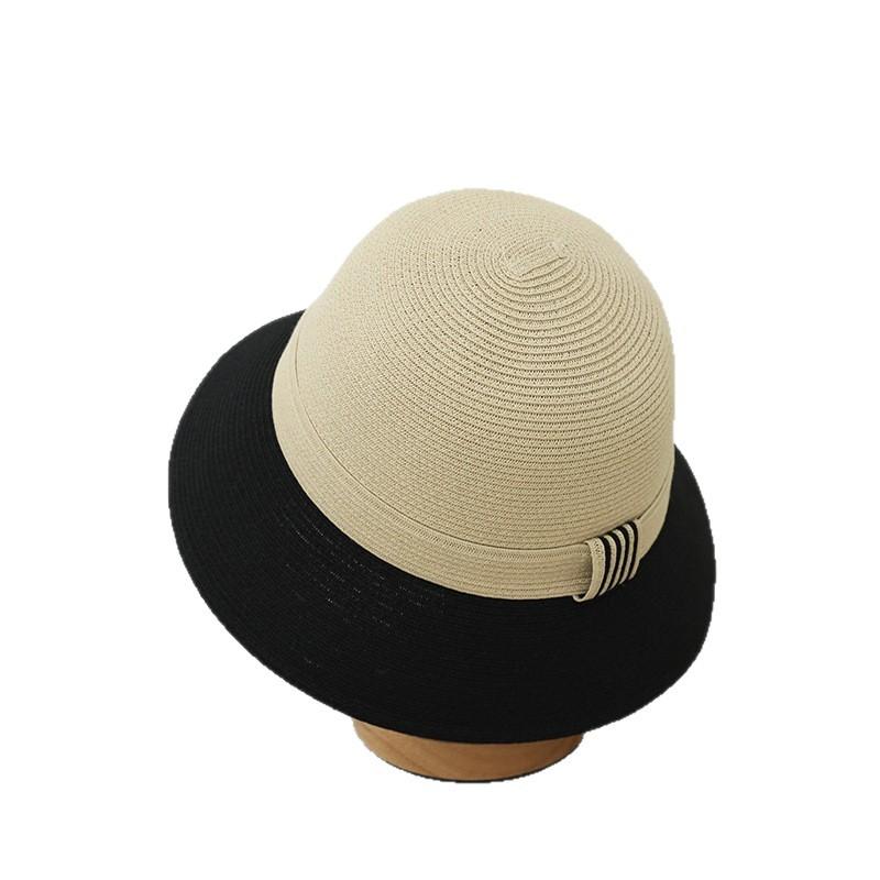 Fine Straw Hat Sun Hat Large Brim Bucket Hat Female, Foldable Sunscreen Straw Hat Seaside Beach Hat Female