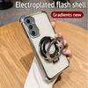 Luxury Glitter Plating With Holder Case For Samsung A06 A16 A05S A15 A25 A35 A55 A04 A14 A24 A34 A54 Soft Shockproof Stand Cover