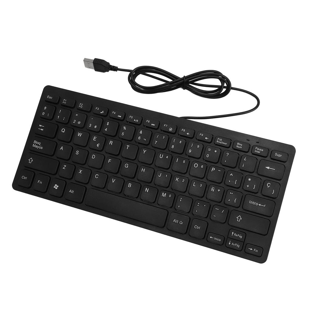 78 Keys Language Ultra Thin Keyboard Plug and Play Splash Proof USB Wired Compact Keyboard for English Bilingual Users
