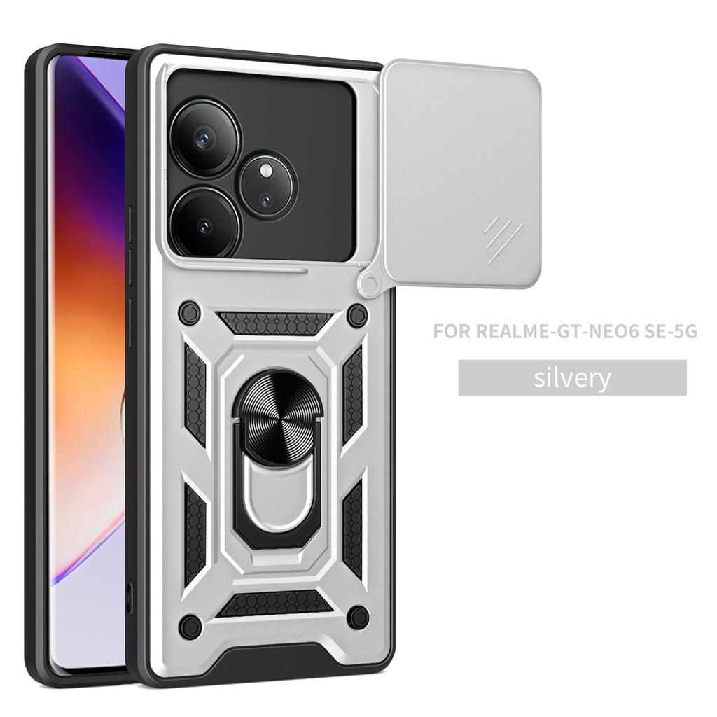 For Realme GT 6 Case Realme GT 6T Cover Realme GT Neo 6 se Magnetic Ring Holder Armor Phone Case Slide Camera Protect Back Cover