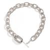 Punk Trend Aluminum Chain Multi-Layer Necklace, Fashionable Geometric Metal Buckle Collarbone Necklace For Women