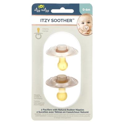 Itzy Soother, Natural Rubber Pacifiers, 0-6 Months, Coconut & Toast, 2 Pack