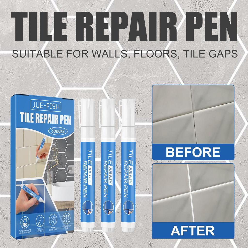 3pcs Grout Pen White Tile Paint Marker Waterproof Tile Repair Beauty Pen Wall Grout Restorer Pen for Restoring Tile Wall Floor