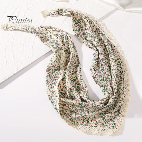 Kopftuch im Dreiecksstil mit Spitzenbesatz, Blumendruck, Damen-Stirnband, Damen-Make-up, Fotografie, Haar-Accessoires