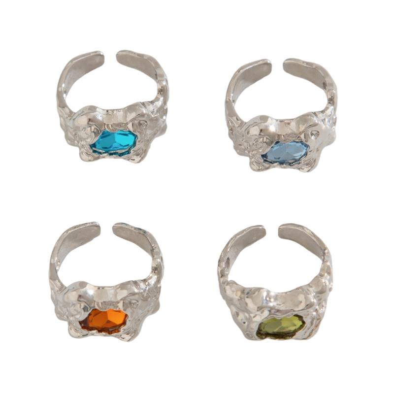 Fashionable Sturdy Metal Geometric Rings Set with Stylish Gemstones Portable for Fashion Women Ladies Casual Wear