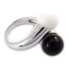 You & Me 'Binome' Black White Silver Ring