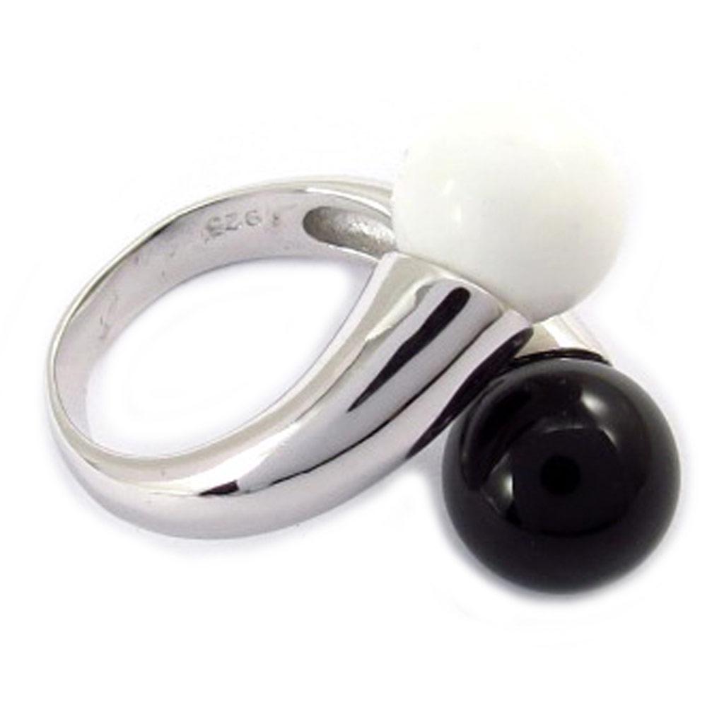 You & Me 'Binome' Black White Silver Ring