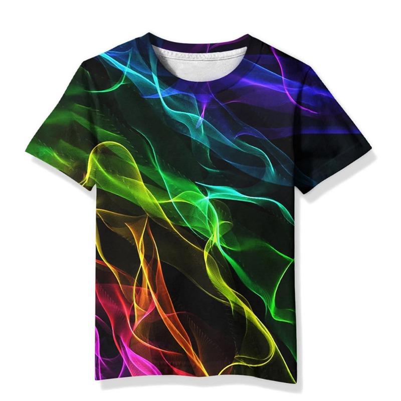 T-Shirts for Children 3D Print Flame Lightning Casual Boys Girls Tops Summer Crew Neck Short Sleeves 2025 Children's Clothing
