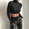Streetwear T Shirt With High Neck Long Sleeves For Fall Fashion Women