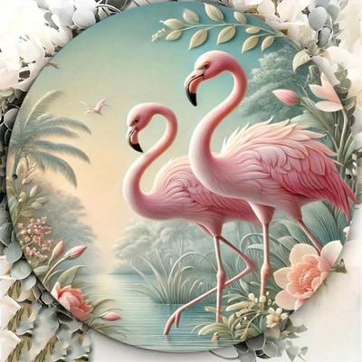 Creative Flamingo Flower Metal Tin Sign, Tropical Wall Art Poster For Living Room Bedroom Bathroom Decor
