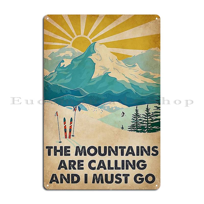 Black Cat Sky Because Murder Is Wrong Skiing The meowtains are calling and i must go Cat Metal Plaque Mural Tin Sign Poster