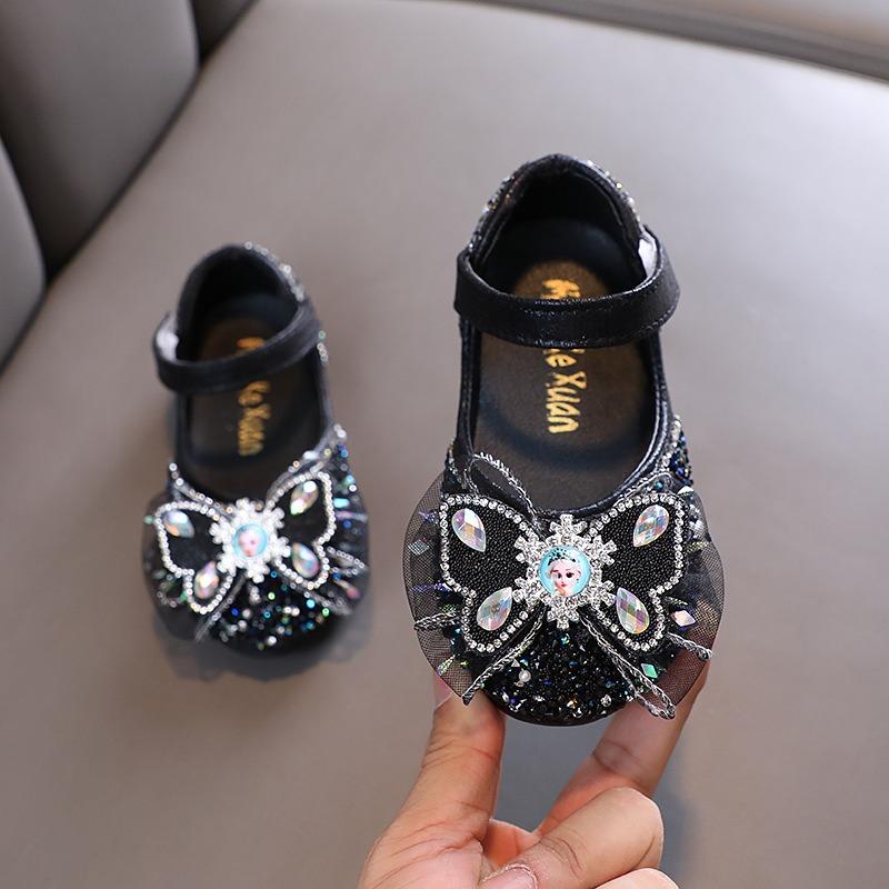 Autumn New Style Ladylike Baby Girl Girls' Princess Rhinestone Flat Shoes, Leather Shoes, Dance Performance Shoes