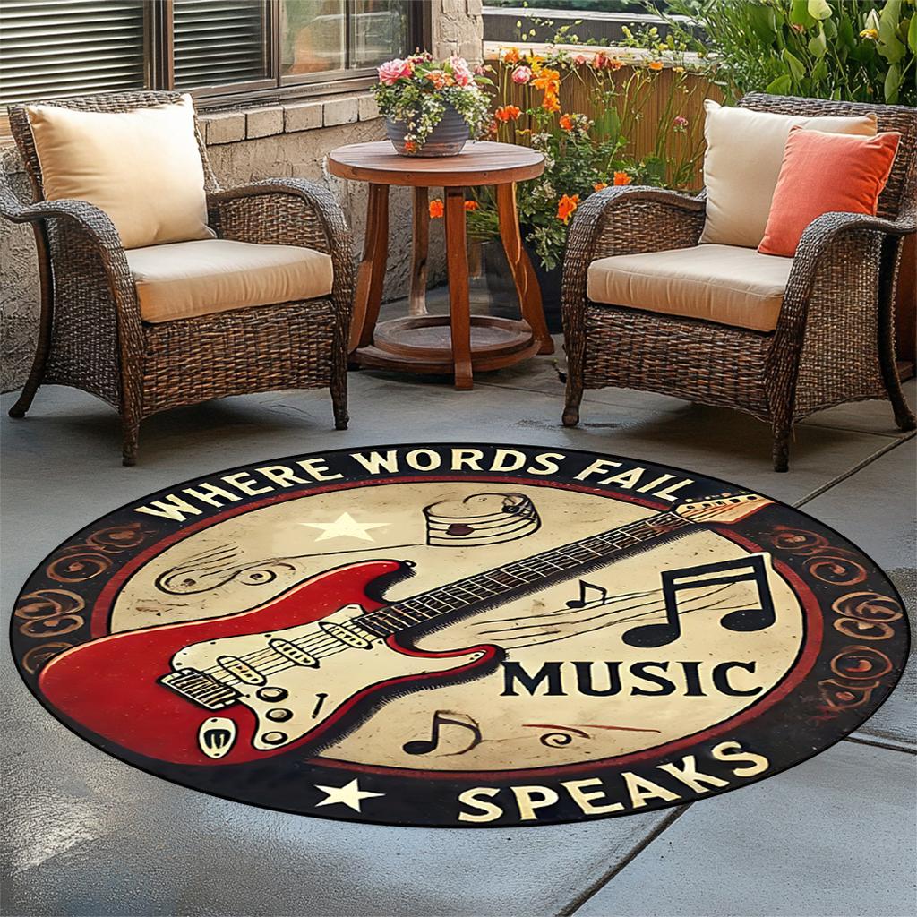 Gitarrenmusik Zitat Runder Teppich Flanell Musiker Heimdekoration Inspirierende Botschaft Teppich