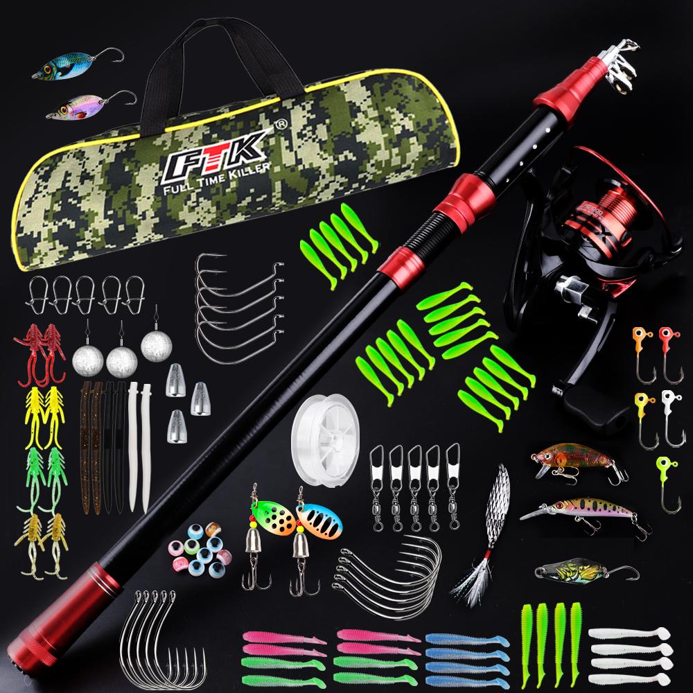 FTK Telescopic Lure Fishing Set: Long-Range Sea Rod , Fishing Rod, Fishing Gear Bag, and Fishing Line Combo 46cm