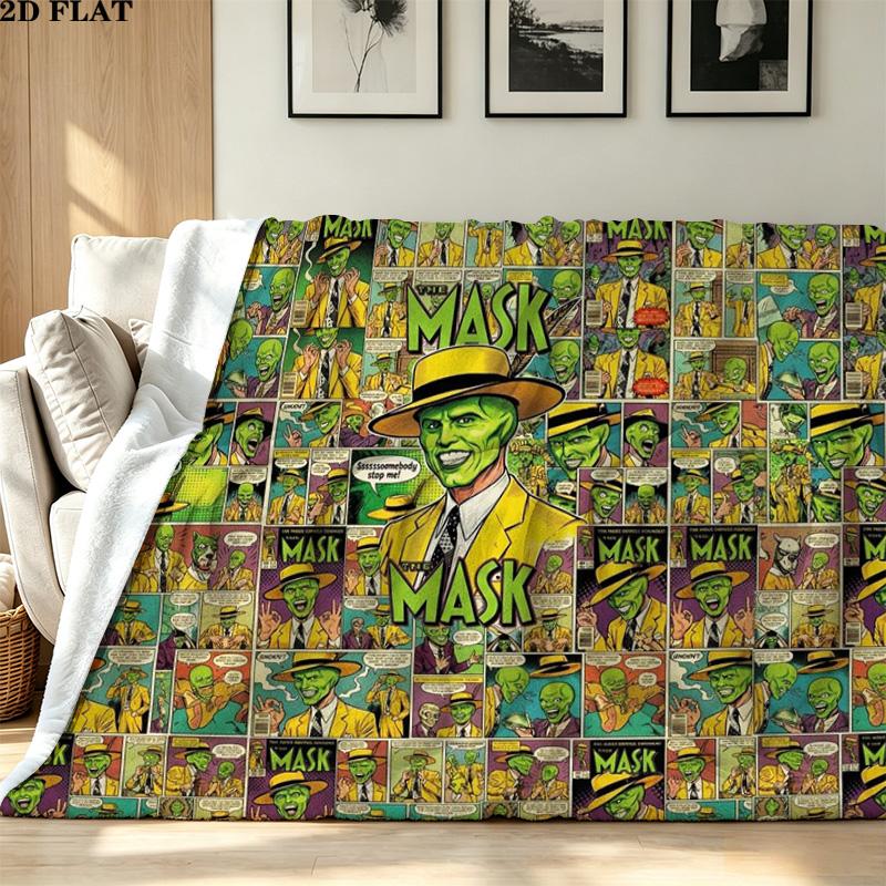 The mask Print Flannel Blanket High Quality Warm Comfortable Cover for All Seasons Perfect for Gifts Home Decor