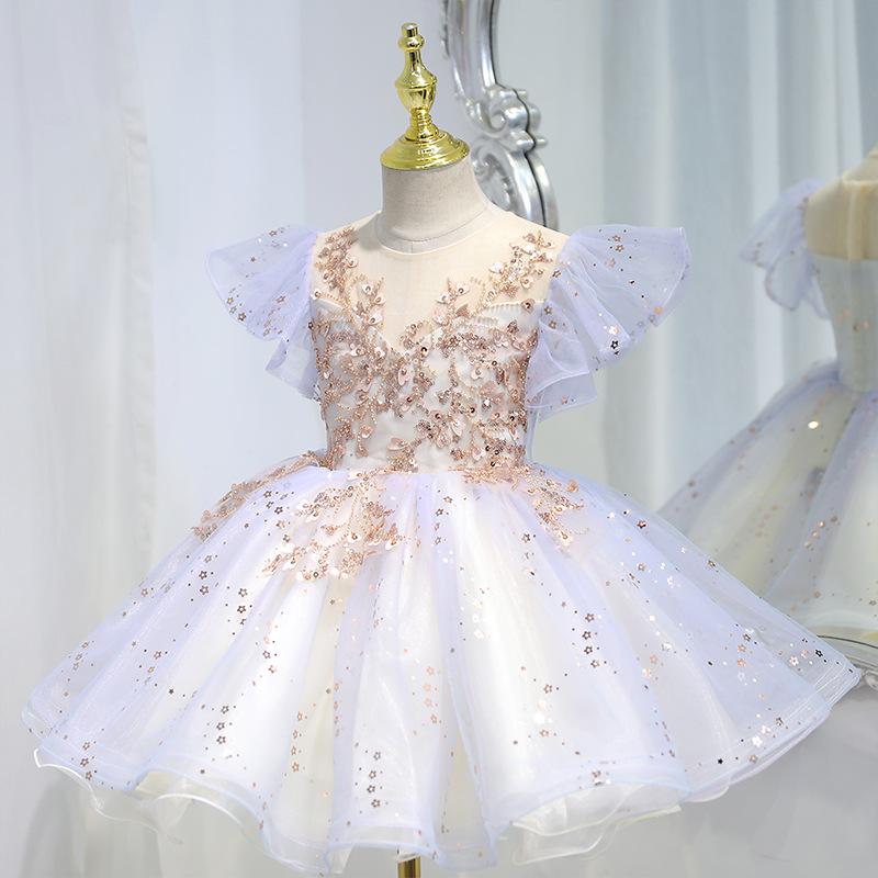 End-of-Season Clearance: Girls' Princess Tulle Evening Dress – Fashionable Performance Wear