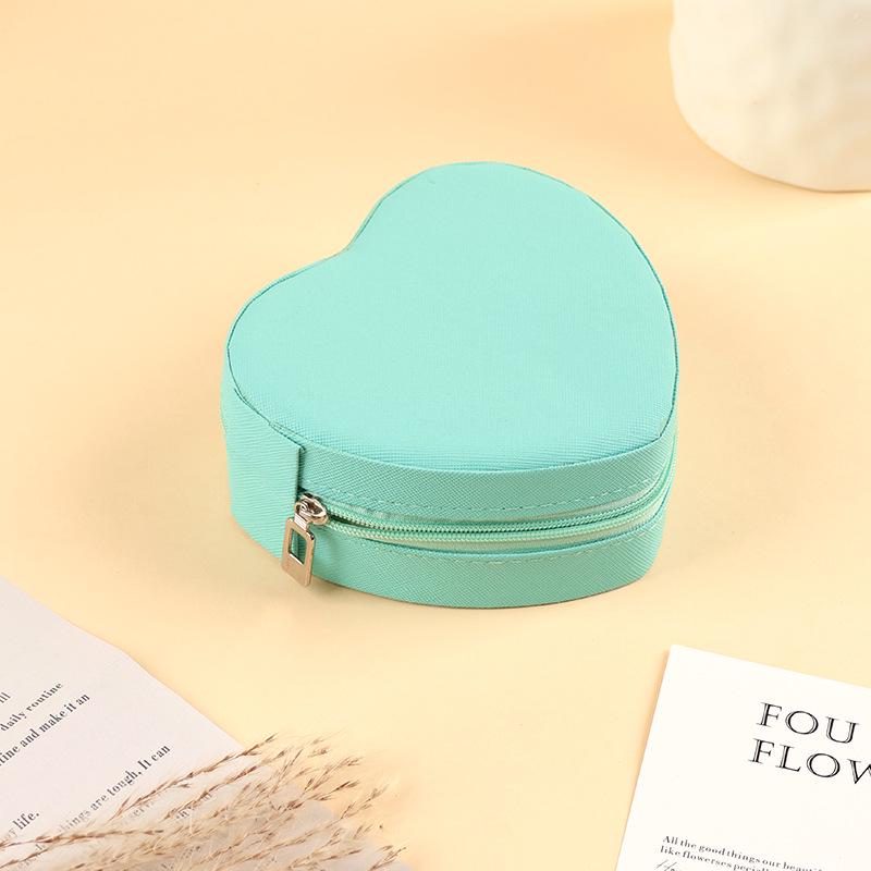 Herzförmige Schmuckaufbewahrungsbox aus PU-Leder für Ohrstecker - Tragbar und auf Lager