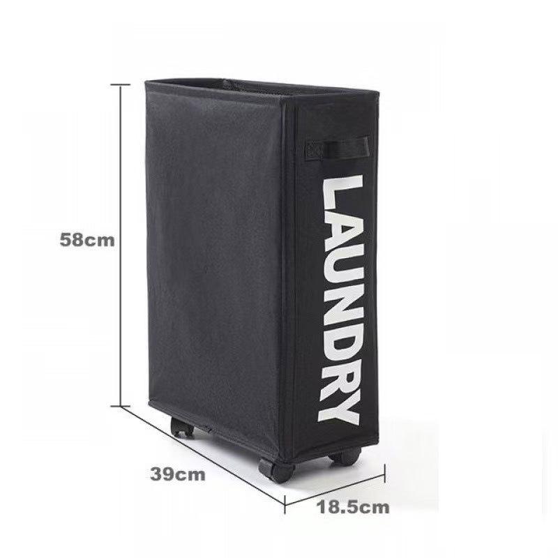 Foldable Oxford Cloth Storage Basket with Wheels - Yoga Mat & Laundry Holder for Bedroom Crevices