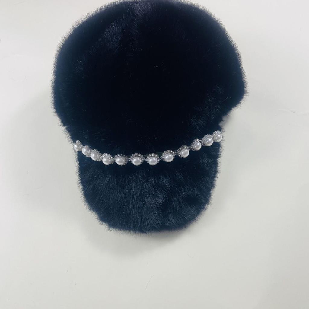 New Warm Ladies Hat Heavy Industry Shiny Pearl Cotton Winter Imitation Mink Baseball Cap Fashion Snowflake Hat