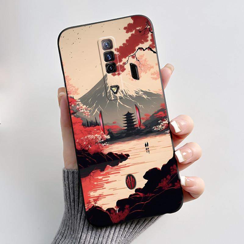 Per Custodia Red Magic 7 NX679J Per Nubia Red Magic 7S Cover Posteriore Carino Coniglio Amore Nero Morbido TPU Custodia per Telefono Per RedMagic 7 7S Guscio