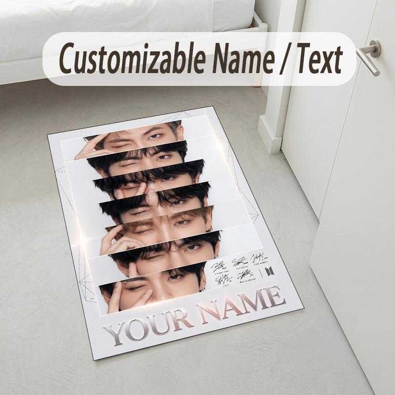 Personalized Crystal Velvet Carpet,BTS Custom Printed Name, Plush Area Rug For Home Indoor Decor