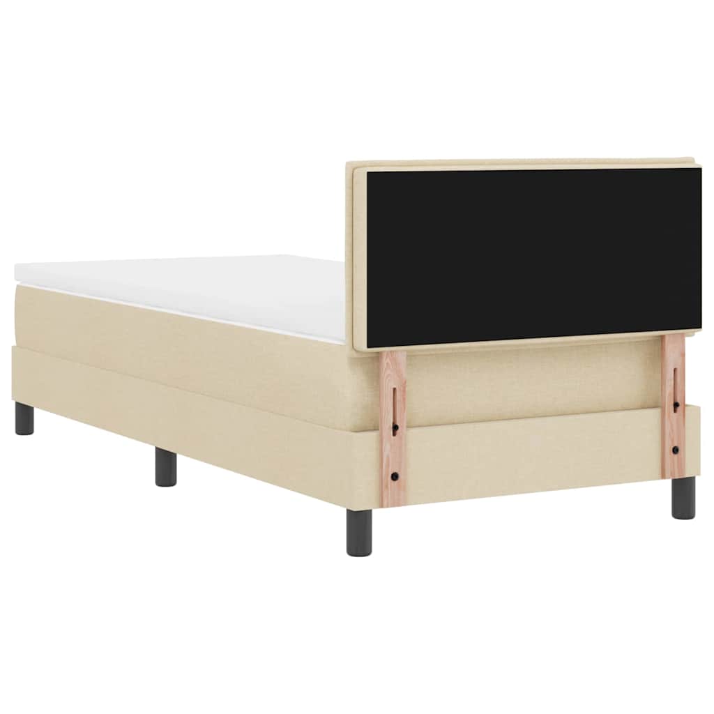 Box Spring Bed with Headboard Cream 80 x 200 cm Fabric