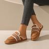 Winter Damen Hausschuhe Set Zehenschieber Mode Schwaches Licht Plüsch Luxus 2024 Flache Sohle Baumwollschuhe Schuhe für Frauen