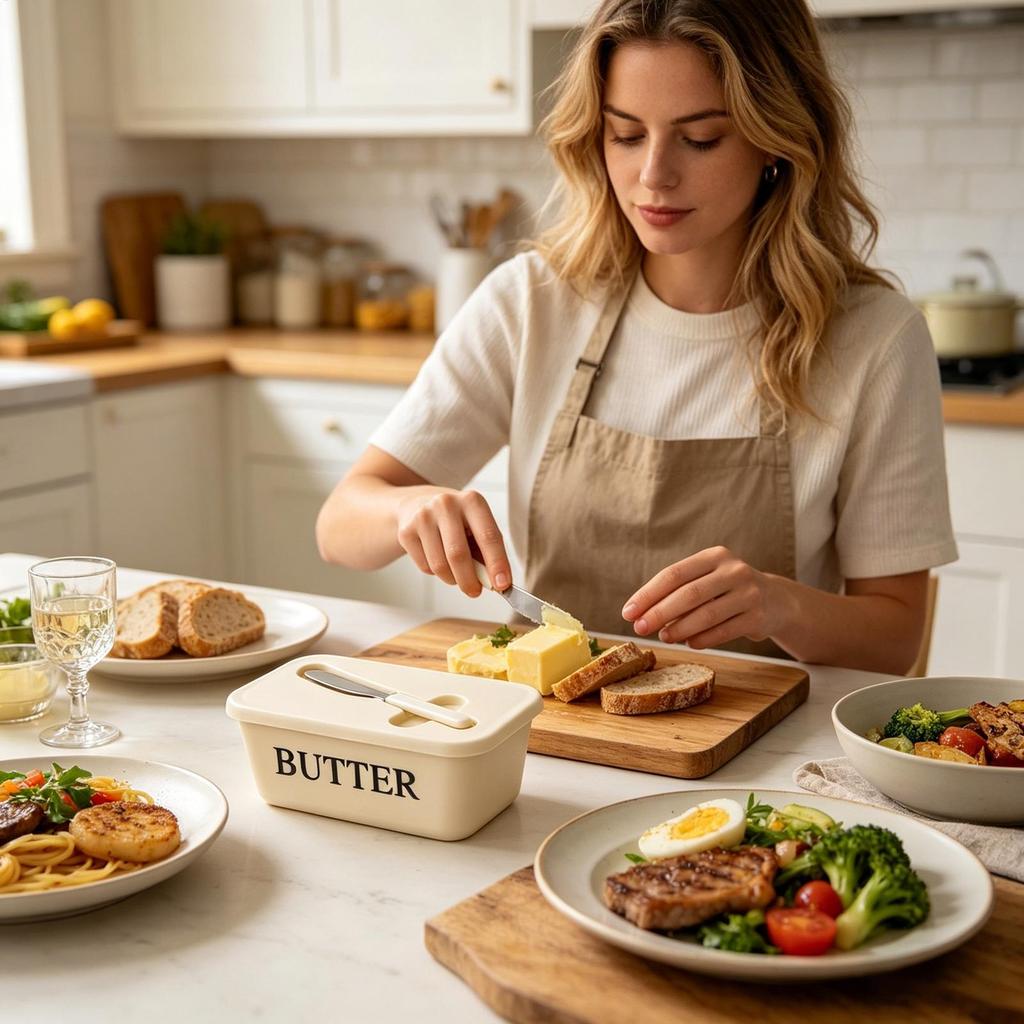 Food Grade Butter Dish With Cutter Airtight Large Capacity Cute Butter Box For Kitchen Farmhouse Dining Room Refrigerator