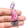 Pendant Pink Slice Drusy Gemstone Handmade Silver Jewelry 3.25"