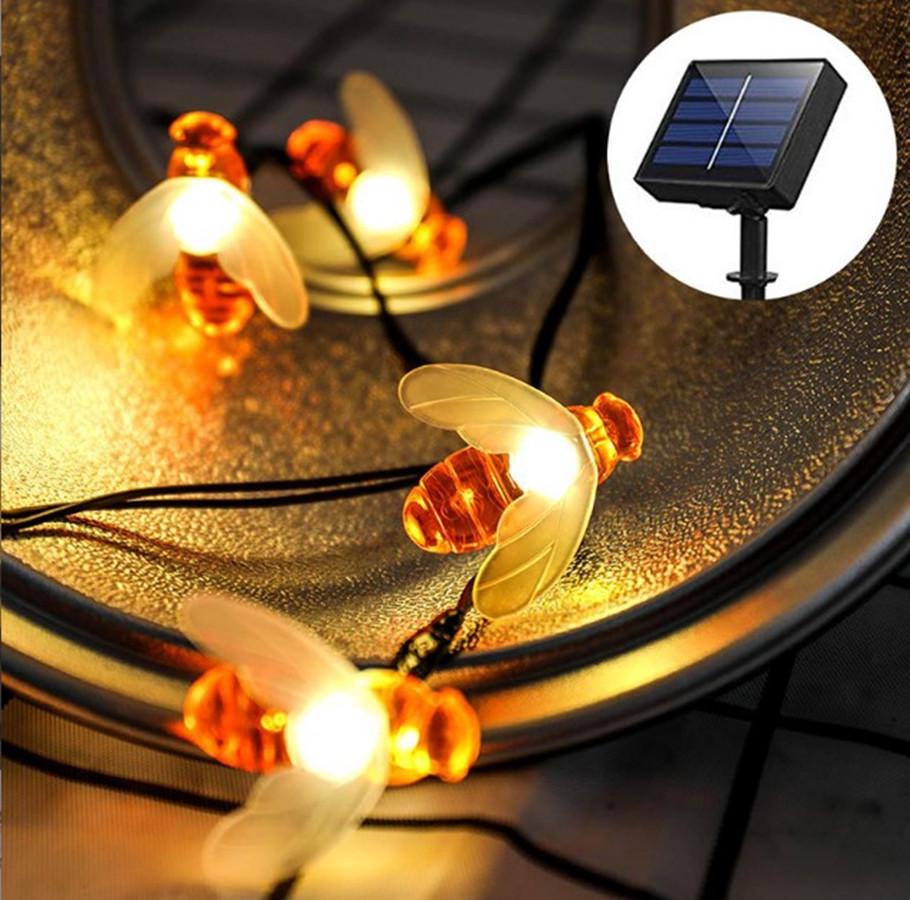 Waterproof Solar LED Bee String Lights for Outdoor Lawn & Christmas Decor