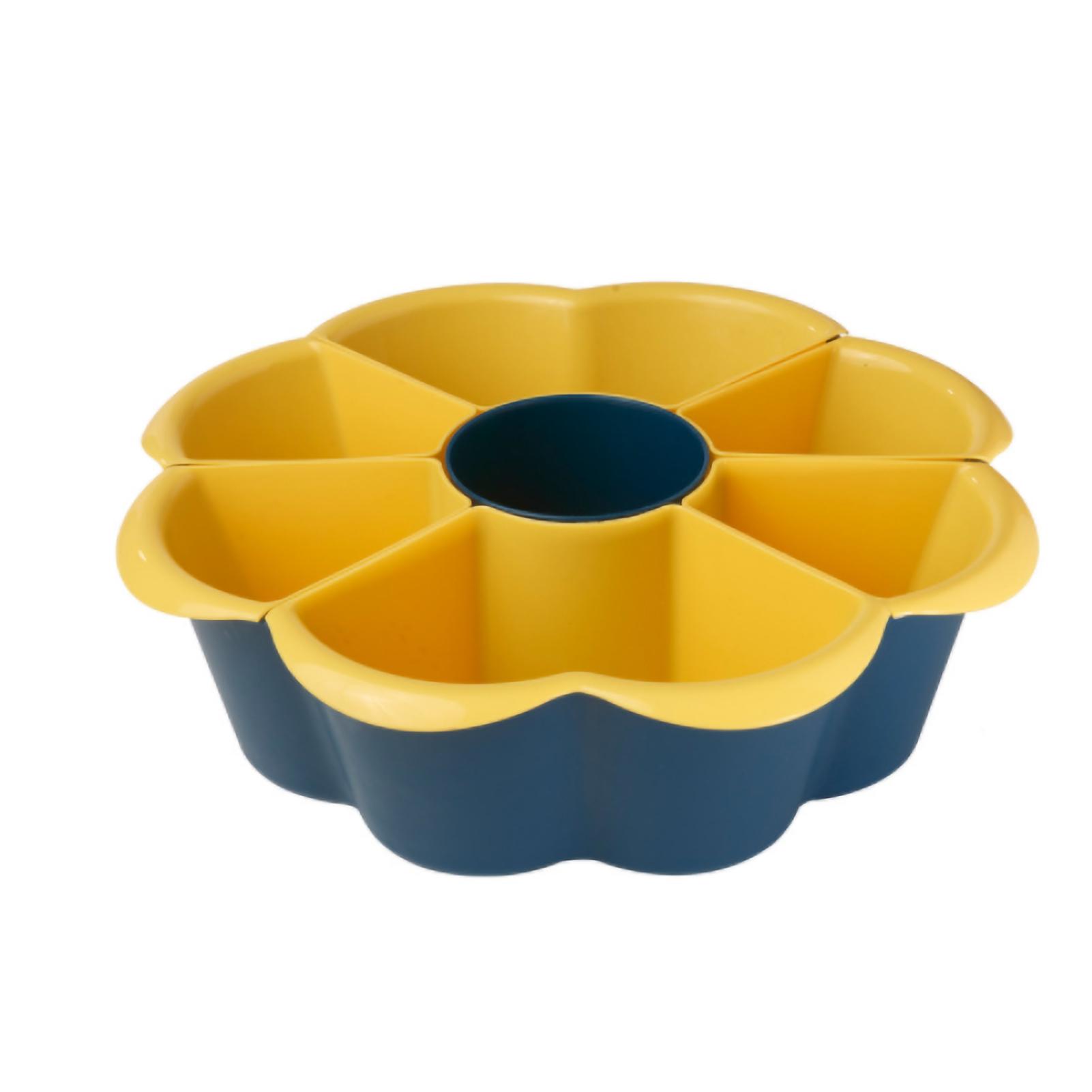 

Multi Grid Fruit Tray 360 degrees Rotatable Multifunctional Draining Basket Hot Pot Platter for Home озеро синього кольору