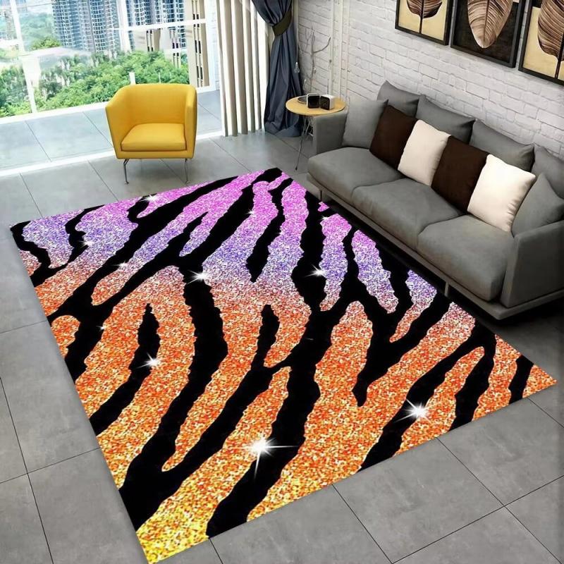 3D-Teppich mit buntem Zebra-Muster, Teppich für Wohnzimmer, Schlafzimmer, Sofa, Büro, Fußmatte, Dekoration, rutschfeste Bodenmatte für Kinder