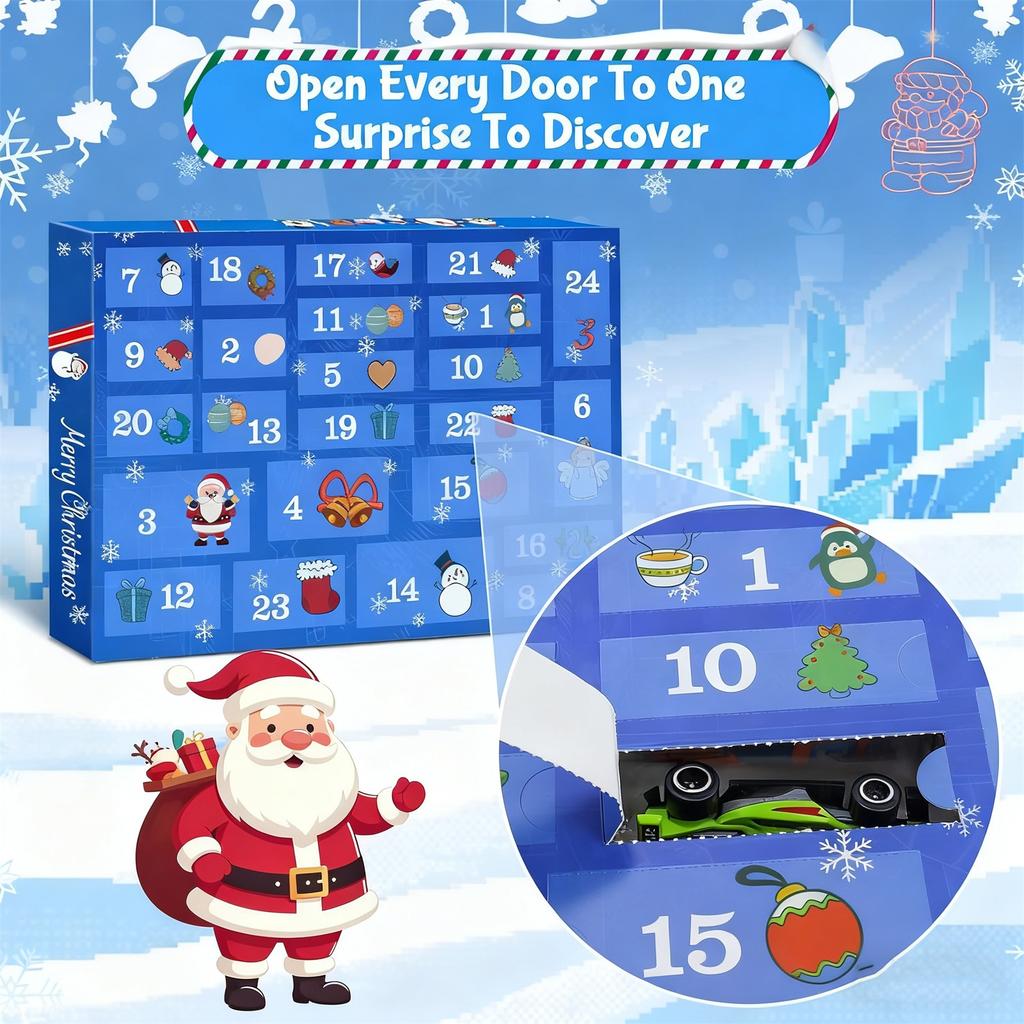 3D Stereo BlindBox Aircraft Box Advent Calendar Christmas Countdown Calendar Alloy Racing Figure Road Sign Traffic Light