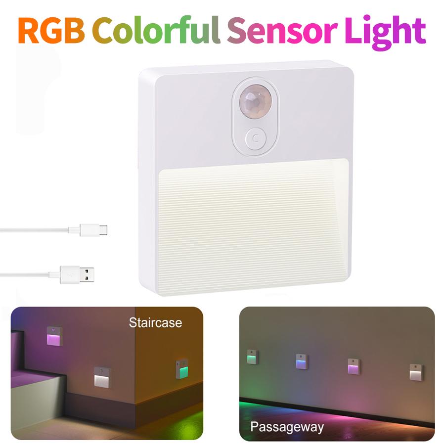 

Светодиодный датчик движения ночник беспроводной многоцветный ночной USB перезаряжаемый ночник шкаф гардероб лампа лестница для кухни разноцветный