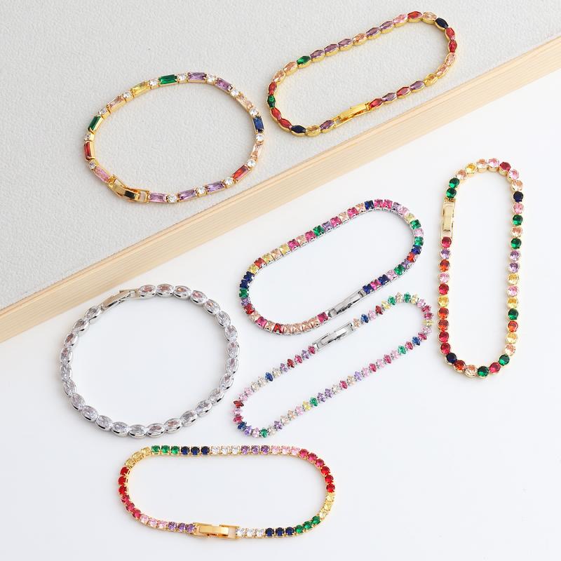 Iced Out Zircon Tennis Bracelet For Women Luxury Shiny Crystal Bracelets Hand Chain Hippie Trendy Accessories Jewelry Gifts